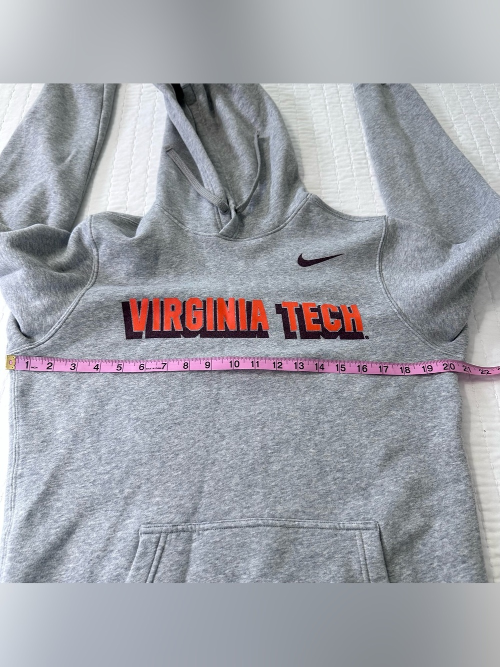 Unisex Nike Gray Fleece PO Hoodie with Orange Virginia Tech Script In Size S - Picture 6 of 12